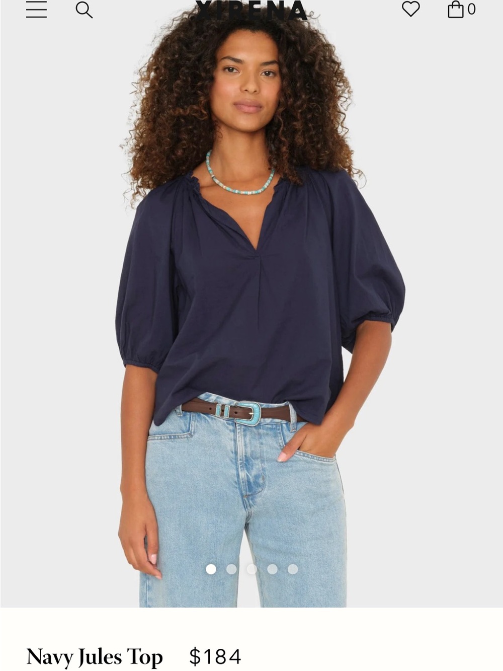 XiRENA Lemon Yellow V-Neck Peasant Blouse - Picture 3 of 4